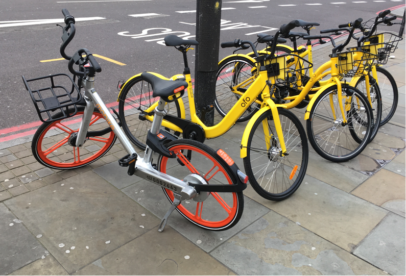 Mobike and Ofo in Angel Islington, London