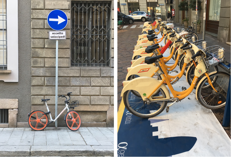 Mobike and Milan bike-share scheme docking station